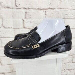 Y2K Chunky Loafer Shoes Grunge Witchy Slip On Goth Dark Academia 8.5 Leather